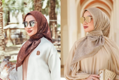Jilbab Segi Empat Motif Branded